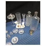 Salt & pepper shakers, crystal vases, vintage bottles, perfume bottles, crystal ring holders and more