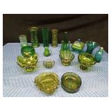 Lot of green glassware