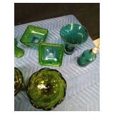 Lot of green glassware