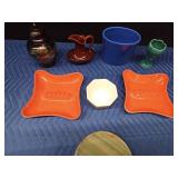 Lot of USA made pottery, 1 Portugal planter, 1 Japanese urn, 1 handmade in Equador stone plate
