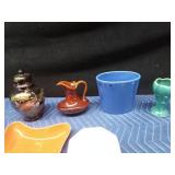 Lot of USA made pottery, 1 Portugal planter, 1 Japanese urn, 1 handmade in Equador stone plate