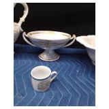 Iridescent ceramic pitcher and bowl set, ceramic pitcher, cup and dish