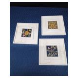 3 Pictures with real flowers and leaves