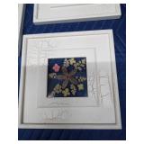 3 Pictures with real flowers and leaves