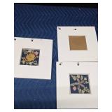 3 Pictures with real flowers and leaves