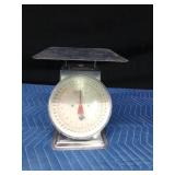 Metal scale with plastic face covering