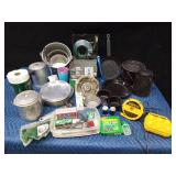 Camp cooking supplies including a small Colemans propane stove