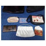 Wilson leather purse, black/purple bag, Poodle purse, vintage Ande' clutch, wallet, coin purses and 1 other