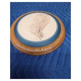 3 Blue Moon pottery bun warmers with indentations of plants