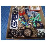 Flat of jewelry, earring holder, and candle