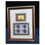 framed 1991 (24K) Gold stamp and 4 postal stamps of Ducks Unlimited