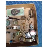 Flat of jewelry, Zippo and collectible key rings