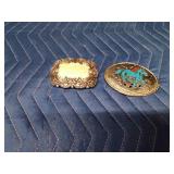 Turquoise/Coral belt buckle and enamel or stone rhinestone belt buckle
