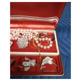 Jewel box of pins, necklaces and earrings