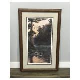 Framed & Signed Print by Richard Kelley - Loons in the Wilderness