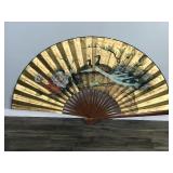 Vintage Large Asian Japanese Wall Art Fan Hand Painted