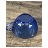 Vintage Hazel Atlas Aurora Cobalt Blue Cup & Fenton Colonial Blue Bowl with Crimped Ruffled Edge
