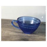 Vintage Hazel Atlas Aurora Cobalt Blue Cup & Fenton Colonial Blue Bowl with Crimped Ruffled Edge