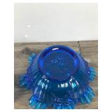 Vintage Hazel Atlas Aurora Cobalt Blue Cup & Fenton Colonial Blue Bowl with Crimped Ruffled Edge