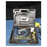 Electric brad nail gun in case with nails - WORKS