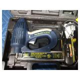 Electric brad nail gun in case with nails - WORKS
