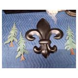 Metal wall decor, clock, cork holder trees, and symbol