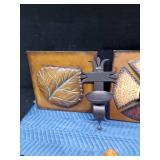 Metal plaques, candle holder, plant hangers and candle lantern
