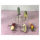 Lot of 5 Collectible Fishing Lures - Some are Wood
