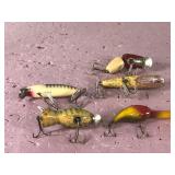Lot of 5 Collectible Fishing Lures - Some are Wood