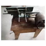 Shop Master planer mounted on stand with wheels