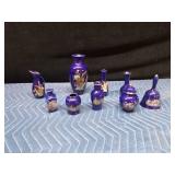 9 Oriental cobalt blue ceramic items