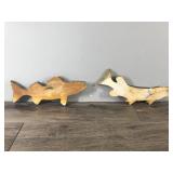 2 - Vintage Chalkware Grain belt Wall Hanging Fish Advertisement Decor