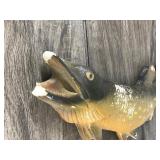 2 - Vintage Chalkware Grain belt Wall Hanging Fish Advertisement Decor
