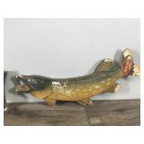 2 - Vintage Chalkware Grain belt Wall Hanging Fish Advertisement Decor