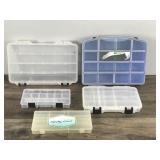 Lot of 5 Plastic Tackle Boxes