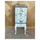 Wood Jewelry Stand with Flowers Painted on It