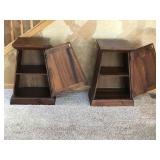 Pair of Wood Night Stands with Shelving
