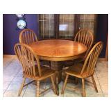Solid Wood Table with 4 Chairs and Leaf
