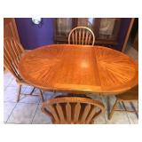 Solid Wood Table with 4 Chairs and Leaf
