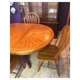 Solid Wood Table with 4 Chairs and Leaf