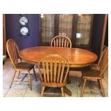Solid Wood Table with 4 Chairs and Leaf