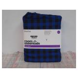 Queen Microfiber Sheet Set Blue/Black Gingham - Room Essentials