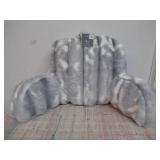 Comfort Bay Gray/White Plush Bed Rest Pillow