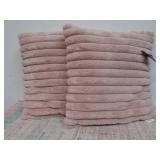 2 Textured Faux Fur Decorative Pillow in Pastel Pink