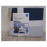 Room Essentials Twin/XLTwin Cotton Blend Sateen Duvet Cover and Sham Set Ivory/Light Blue/Khaki Geo