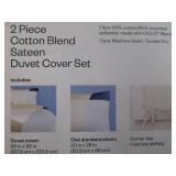 Room Essentials Twin/XLTwin Cotton Blend Sateen Duvet Cover and Sham Set Ivory/Light Blue/Khaki Geo
