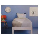 Room Essentials Twin/XLTwin Cotton Blend Sateen Duvet Cover and Sham Set Ivory/Light Blue/Khaki Geo