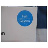 Full/Queen Cotton Blend Sateen Duvet Cover and Sham Set Ivory/Light Blue/Khaki Geo