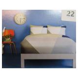 Full/Queen Cotton Blend Sateen Duvet Cover and Sham Set Ivory/Light Blue/Khaki Geo