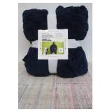 Oversized Dark Blue Wearable Blanket Jacquard Plush Wearable Blanket